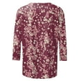 thumbnail image 5 of Cavosen Shirts for Women 3/4 Sleeve Floral Graphic Print Pullover Tops Round Neck Loose Fit Summer Tees Soft Vacation Trendy Blouse Beach Resort T-Shirts Going out Outdoor L, 5 of 5