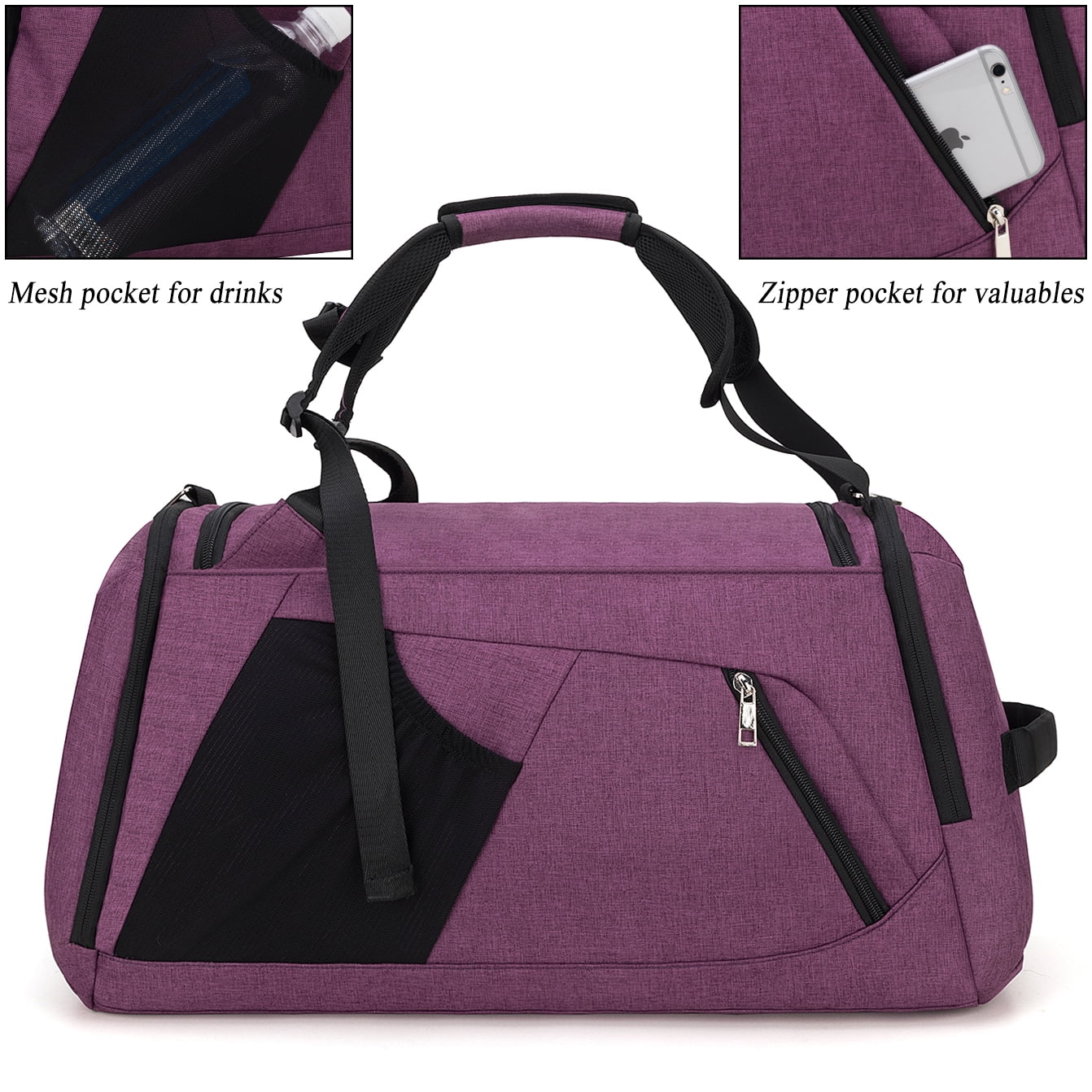 UKEIN Gym Bag for Men Sports Duffel Bags for Travel 42L Waterproof Gym Duffle Bags for Men with Shoe Compartment and Wet Pocket
