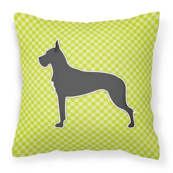 Carolines Treasures BB3875PW1818 Great Dane Checkerboard Green Fabric Decorative Pillow