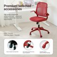thumbnail image 2 of Silla de oficina ergonómica con color, 350 lb, para uso en el hogar, respaldo de malla, espuma moldeada integrada, asiento cómodo, reposabrazos giratorio, ignífuga, rotativa y multifuncional (rojo), 2 of 4