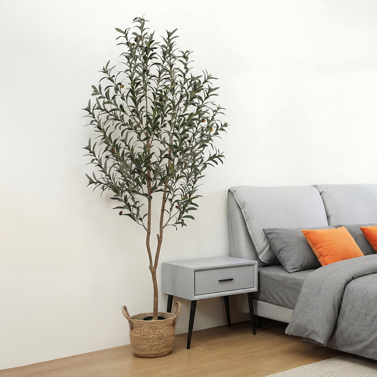 Romswi 6FT Artificial Olive Tree Tall Fake Potted Olive Tree with Lifelike Fruits Faux Olive Tree For Home House Office Decor Indoor