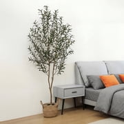 Romswi 6FT Artificial Olive Tree Tall Fake Potted Olive Tree with Lifelike Fruits Faux Olive Tree For Home House Office Decor Indoor