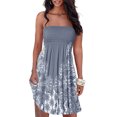 thumbnail image 1 of Qarigey Vestido de verano elegante y cómodo de poliéster para mujer, cintura para un ajuste favorecedor, ropa femenina con hombros Vestidos GrisL, 1 of 5