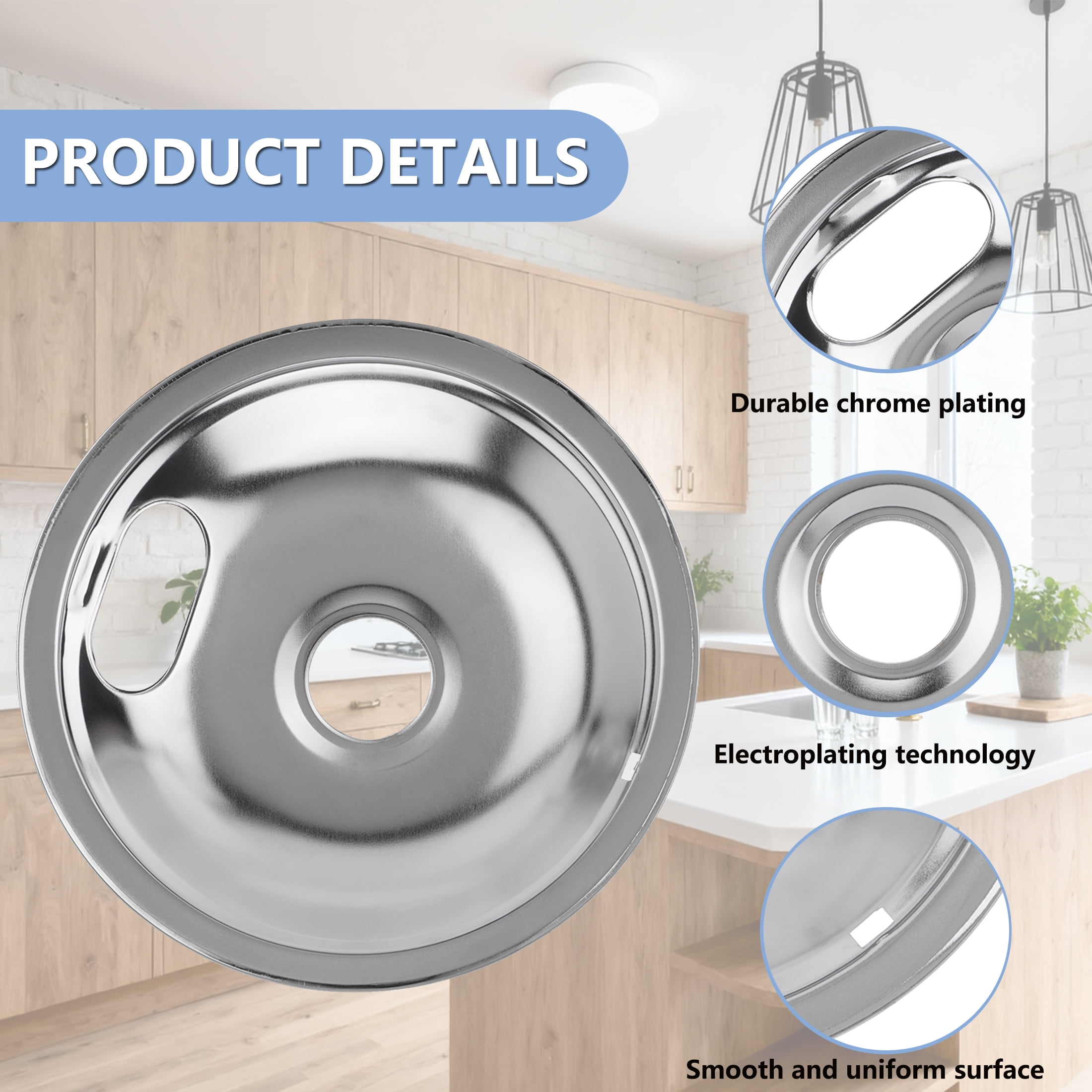 MP21YA 8" Electric Range Burner Element Replacement Set & Drip Pans W102903530 Fit for Whirlpool Amana Maytag Electric Stove Burner Element