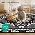 thumbnail image 4 of ODIKA 9'x12' Washable Area Rug Non-Shedding, Easy Care Grey Abstract Contemporary Mosaic Interlocking Border Brushstroke for Master Suite, California King, Under Bed, 4 of 7