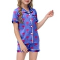 thumbnail image 2 of REDARER Girls Casual Bow Printed Button Lapel Short Sleeved Top Shorts and Pajamas Set,3-4 Years, 2 of 4
