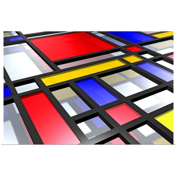 Great BIG Canvas | "Mondrian Inspired 3D" Art Print - 24x16
