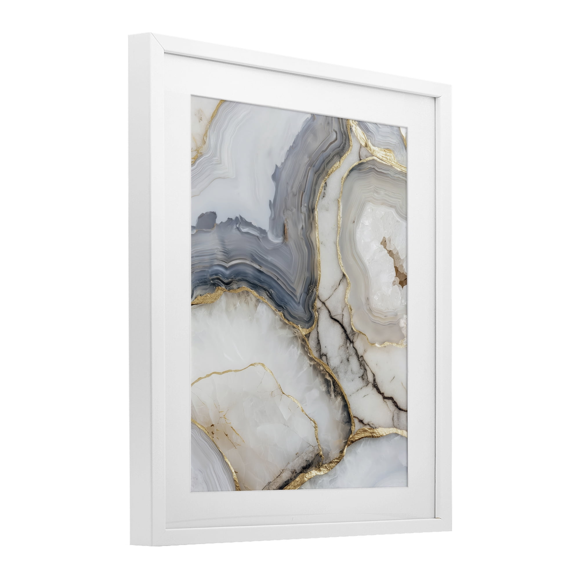 Stupell Industries Crystal Geode with Gold White Framed Print Under Glass, design by Svetlana Aleynikova