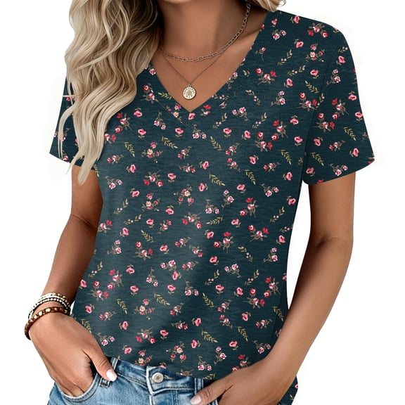 Zeagoo Womens Basic T-shirts Short Sleeve V-Neck Shirts Summer Casual Tops Daily Wear
