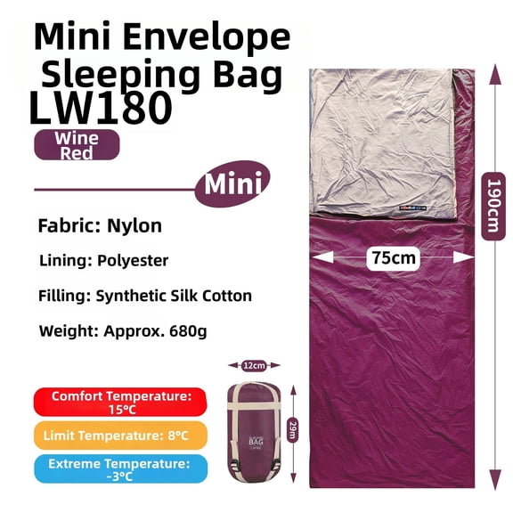 GRIMPEX Portable Sleeping Bag Ultra Lightweight Pongee Lining 680g Compact Weight Red