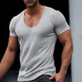 thumbnail image 2 of RATTOYY T-Shirts For Men Muscle Fit Dress Shirts Stretch Athletic Slim Fit Short Sleeve Mens Summer T Shirts, 2 of 3