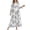 White, variant on Womens Dresses Casual Print Long Sleeve V-Neck Maxi Dress for Fall Winter High Waist Floral Pattern Flowy Hem with Side Slits and Back Zip