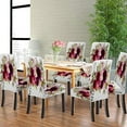 thumbnail image 3 of Chair Seat Covers Set of 6 Washable Parsons Chair Cover for Home,Hotel,Banquet Watercolor Boho Burgundy Red Magenta White Pink Floral Bouquet Flowers, 3 of 5