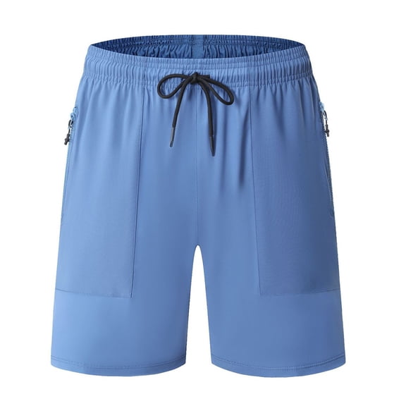 Blmnix Soccer Shorts Shorts for Men Running Shorts Pleated Short Blue Low with Pockets Cotton Shorts Men,XXL