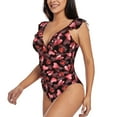 thumbnail image 3 of Yiaed Ladybugs and Red Hearts Print Women's Ruffled One Piece Swimsuit V Neck Swimwear Slimming Monokini for Woman-X-Large, 3 of 8