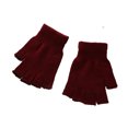 thumbnail image 1 of Guardurnaity 1 par de guantes sin dedos, cubierta de medio dedo de invierno para adultos, calentadores de manos de estilo Simple, cubiertas de manos tejidas guantes y mitones Vino rojo Guardurnaity AP009471-06, 1 of 6