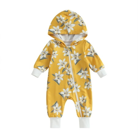 

Baby Girl Fall Long Sleeve Floral Print Zipper Hoodie 0-18 Months