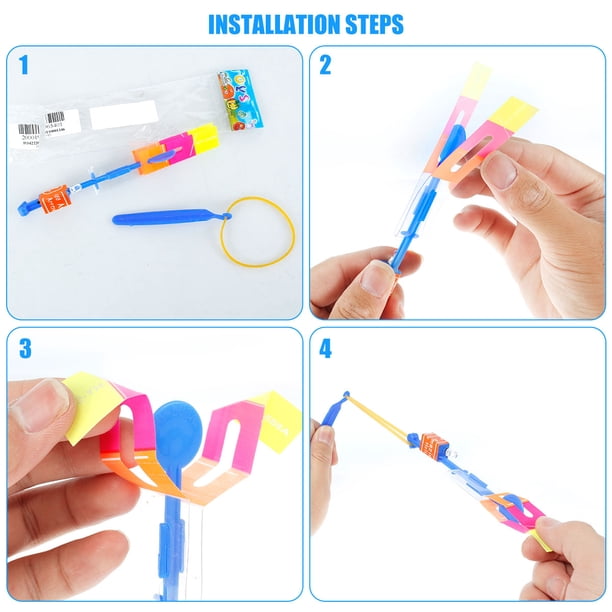 Pack De 48 Helicópteros Flecha Con Luz LED – Lanzamiento Elástico, Giran Y Caen Lentamente, Ideales Para Fiestas Y Regalos Para Niños