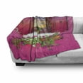 thumbnail image 3 of Pink Soft Flannel Fleece Throw Blanket, Outdoor View of Painted Vintage Window with Flowers in Pots Picture Print, Cozy Plush for Indoor and Outdoor Use, 60" x 80", Pink and Multicolor, by Ambesonne, 3 of 6