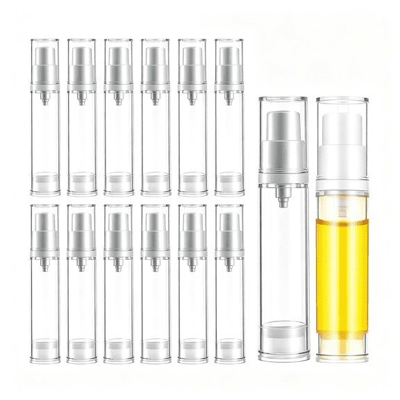 ACDANC 10Pcs Empty Airless Pump Bottles,Lotion Containers Refillable Clear Travel Bottles,Cosmetic Press Pump Bottle for Diy Cosmetic Foundation Gel Lotion Moisturiser Shampoo
