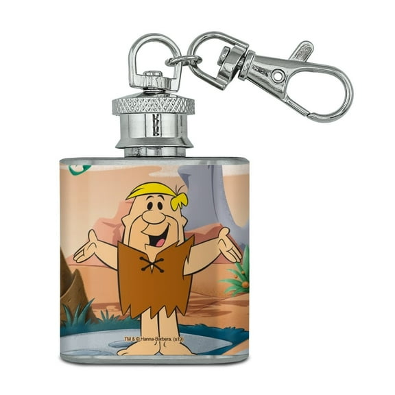 The Flintstones Barney Character Stainless Steel 1oz Mini Flask Key Chain