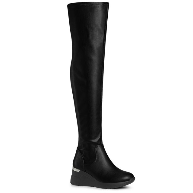 Unique Bargains Bottes à Plateforme au-Dessus du Genou à Talon Compensé pour Femmes