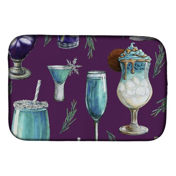 Drinks and Cocktails Purple Dish Drying Mat
