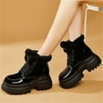 thumbnail image 2 of Xfvqtps Womens Snow Boots Lace Up Fur Lined Thick Bottom High Heel Warm Non Slip Winter Leather Boots Outdoor Slip On Comfortable Shoes Black, 2 of 7