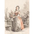 thumbnail image 2 of Gilles Demarteau the Elder 14x18 Black Ornate Wood Framed Double Matted Museum Art Print Titled - A Young Woman Standing in a Park (C. 1770), 2 of 5