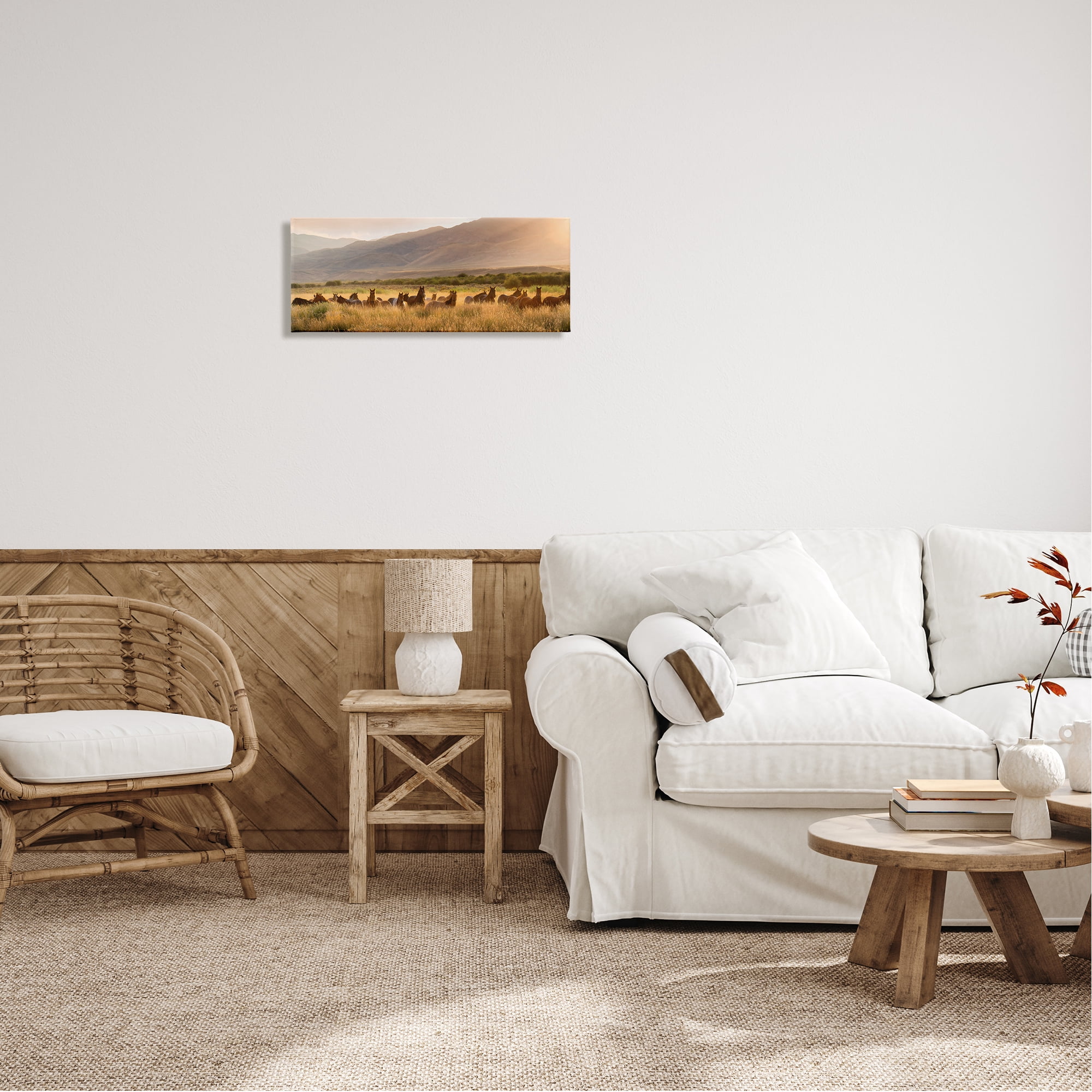 Stupell Industries Horse Herd in Mountains Landscape Photography Gallery Wrapped Canvas Art Print Wall Art, 24 x 10