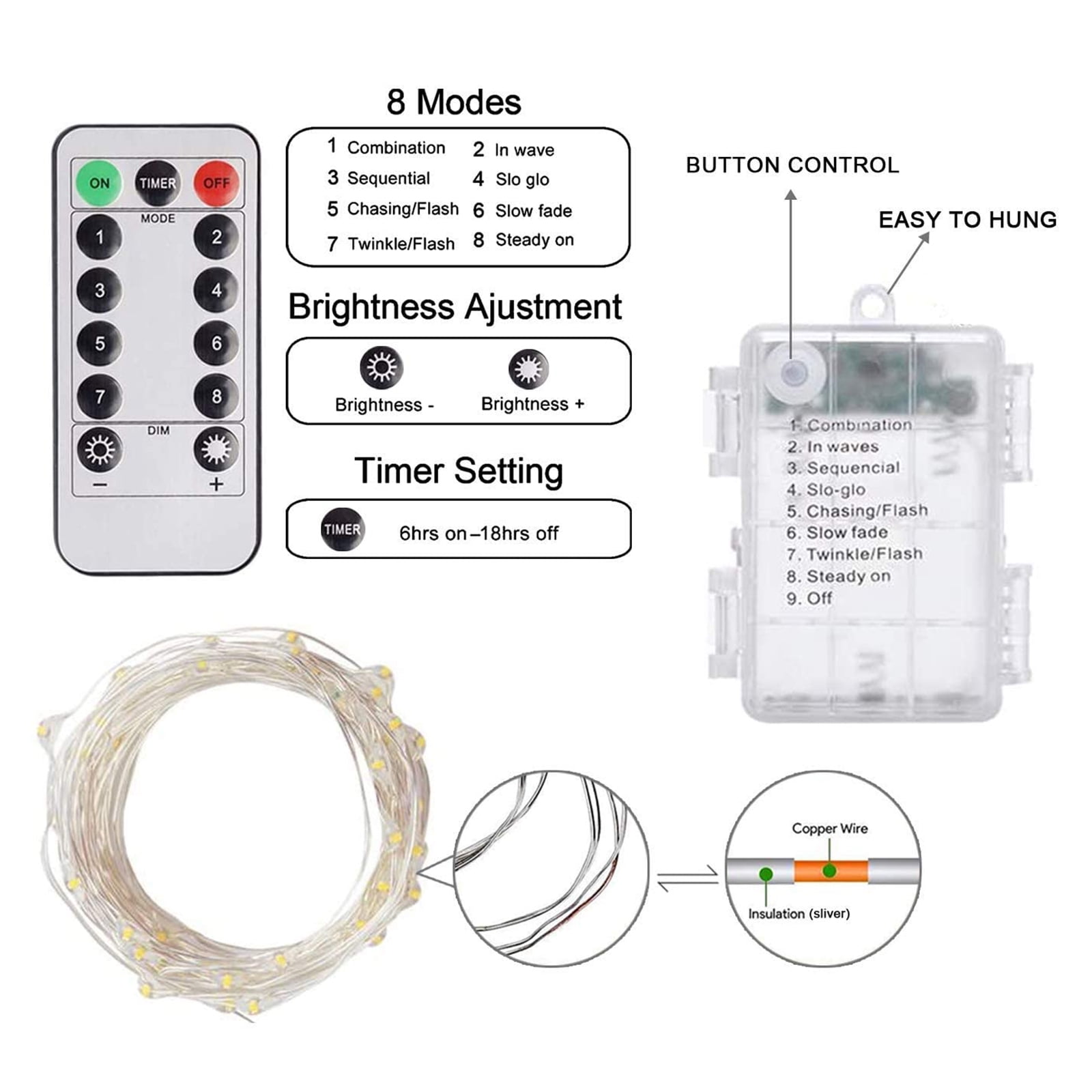 100 Light Indoor / Outdoor 33' Battery Operated LED String Light- Warm White 2 Pack