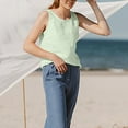 thumbnail image 2 of Aayomet Women'S Summer Tank Top Women's Summer V Neck Sleeveless Blouse Casual Guipure Lace Chiffon Tank Tops,Ligth Green L, 2 of 5