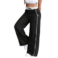 thumbnail image 3 of Abomasnow Womens Parachute Pants Y2K Side Striped Wide Leg Sweatpants Elastic Drawstring Waist Jogger Pants with Pockets, 3 of 6