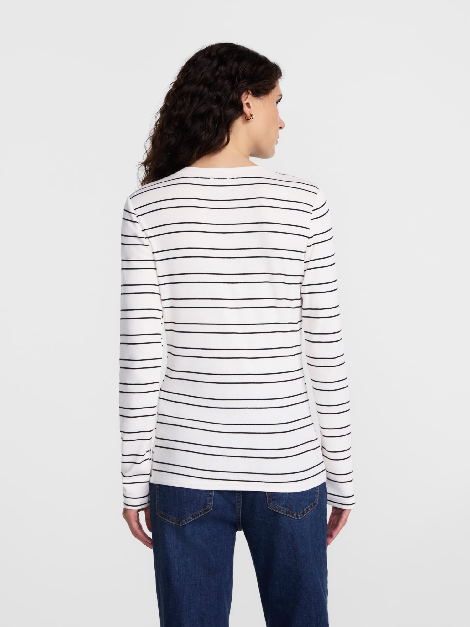 Scenario Women's and Women's Plus Rib Henley with Long Sleeves, Sizes XS-4X