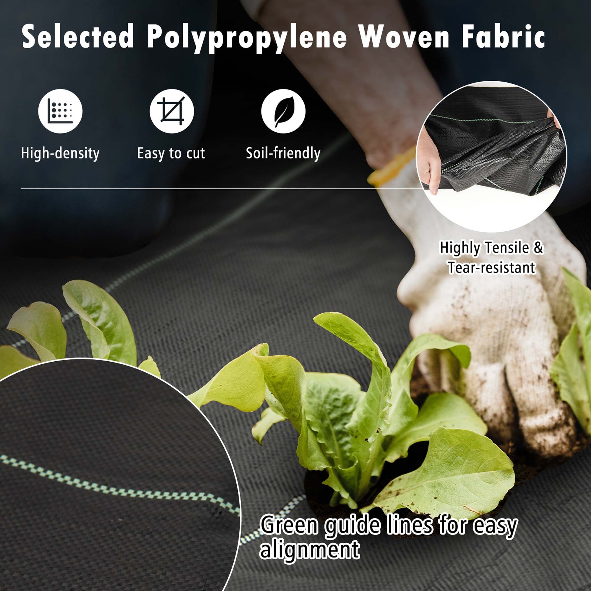 Costway 4 x 250FT Weed Barrier Landscape Fabric 4.6 OZ Heavy Duty Woven Gardening Mat