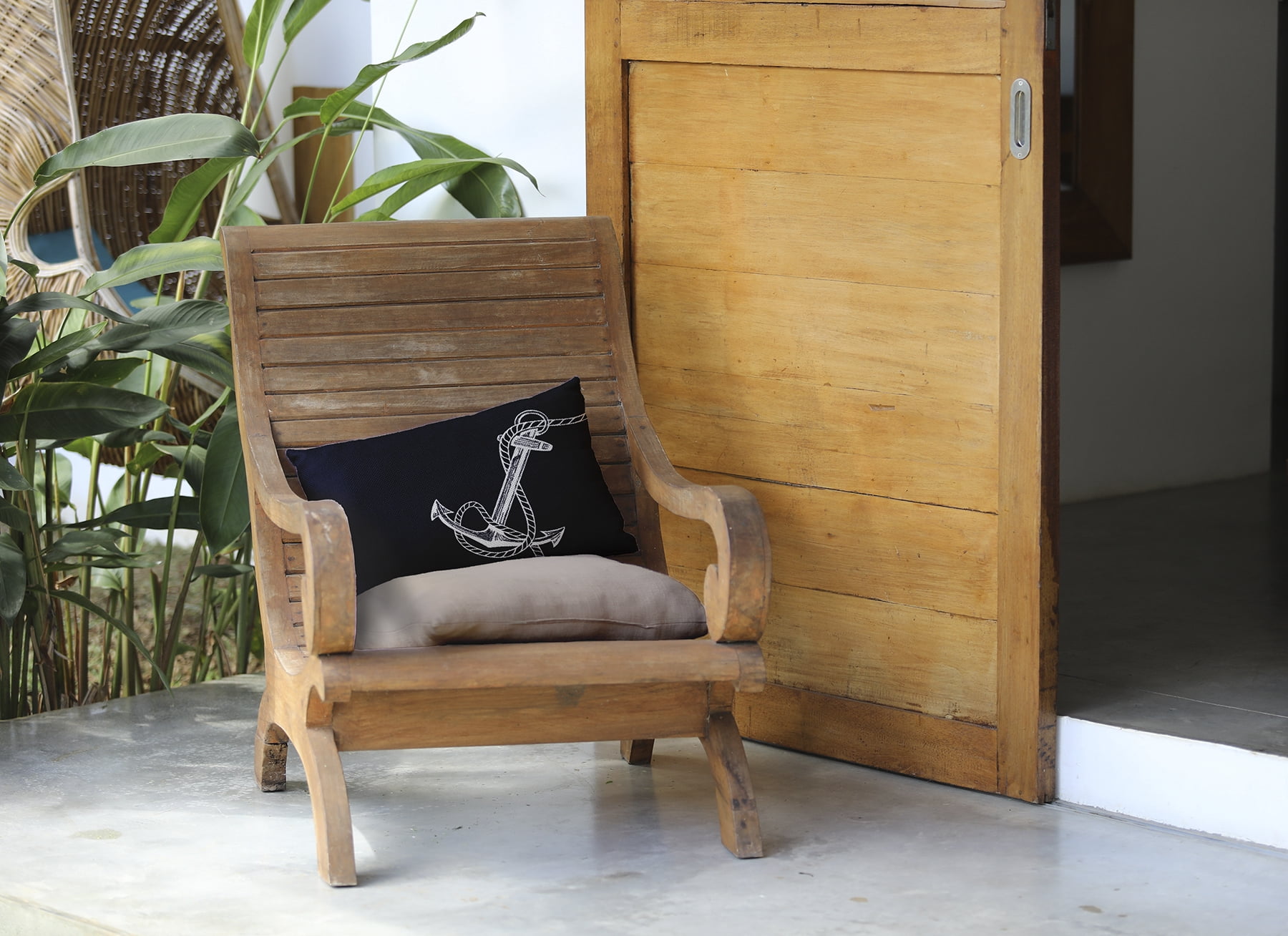Simply Daisy, 14" x 20" Anchored Navy Blue Decorative Nautical Outdoor Pillow