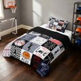 thumbnail image 2 of Manfei Boys Sport Twin Comforter Sets, Basketball Checkered Bedding Set, Black Red Bedding Set, Black Reversible 2pcs 1 Comforter and 1 Pillowcase, 2 of 6