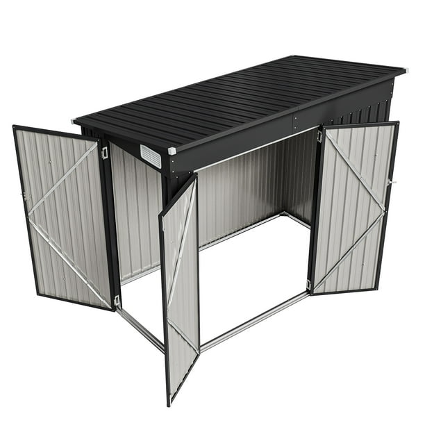 Sunmthink 4' x 8' Metal Storage Shed, Outdoor Storage Lean