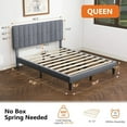 thumbnail image 6 of Queen Bed Frames with Headboard, Upholstered Platform Bed with Wood Slats 800 lbs Support , Noise Free, No Box Spring Needed, Gray, 6 of 10