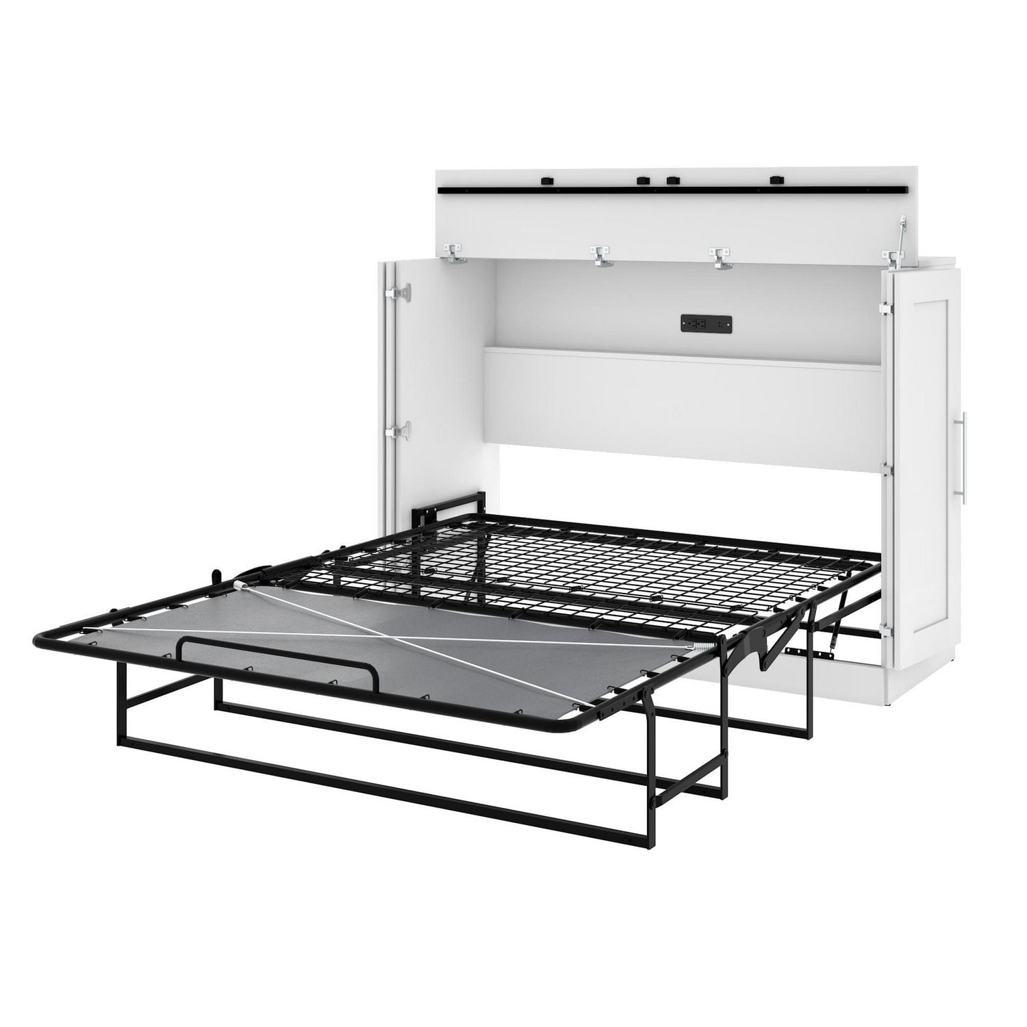 Pur by Bestar Full Cabinet Bed with Mattress in Bark Gray