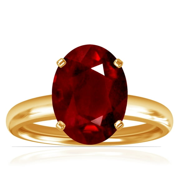 GemsNY July Birthstone - Traditional Oval Ruby Solitaire Ring (Grade - AAA | 3.35cts.)