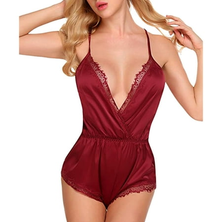 

qipaqil Fashion Sexy Women Lace Lace Babydoll Girls Backless Siamese Lingerie Nightwear plus Size Lingerie for Women 3xl