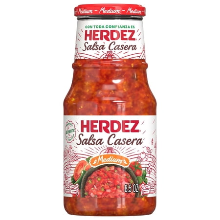 HERDEZ Salsa Casera Medium, Tortilla Chip Dip, Shelf Stable, 8.5 oz oz Glass Bottle