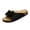 Black, variant on Women's Bow Decor Cork Footbed Slides, Open Toe Casual Summer Sandals, Slide Sandals for Women Or Ladies Dressy Summer Casual, Cute Bow Tie Knot On Top Strap, Comfy Slip On Cork Foot Bed, Khaki 8
