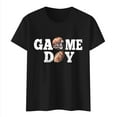 thumbnail image 5 of TSADFHJI Hauts Femmes Tendance Sortie T-Shirt à Manches Courtes Col Rond Imprimé Lettre Rugby TG Noir, 5 of 5