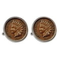 thumbnail image 1 of Smithsonian Institution Indian Penny Silvertone Bezel Coin Cuff Links, 1 of 4