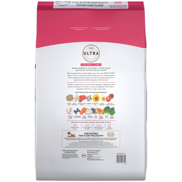 NUTRO ULTRA Adult Small Breed High Protein Natural Dry Dog Food with a Trio of Proteins from Chicken Lamb and Salmon 15 lb. Bag