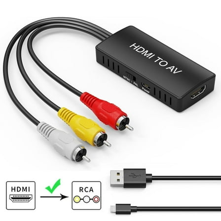HDMI to RCA Converter Adapter - AV 3RCA CVBS for Roku/Android TV/DVD