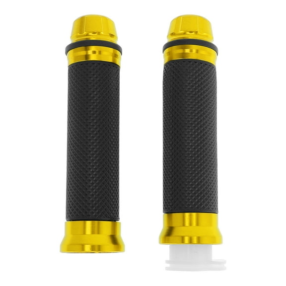 Unique Bargains 7/8" 22mm 15/16" 24mm Motorcycle Hand Grips Cover Kit Non Slip Handlebar End Grips for Motorcycle Scooter Bicycle ATV Gold Tone