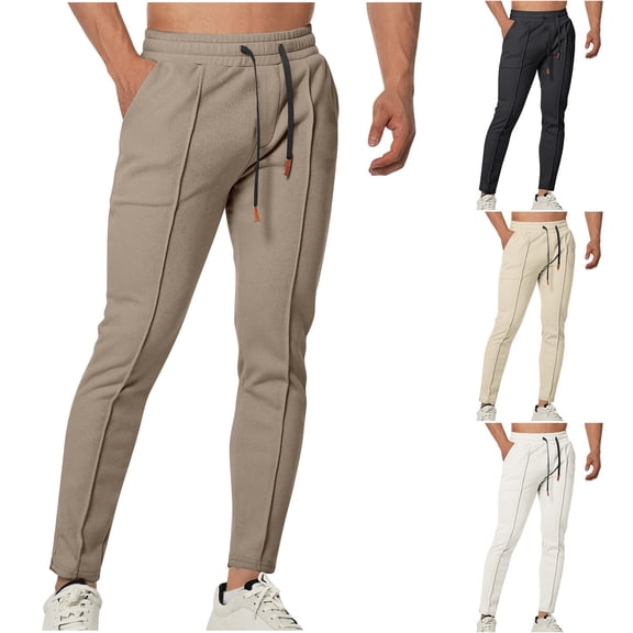 safuny Men's Solid Color Lounge Pants Casual Sports Sweatpants Drawstring Trousers Loose Big&Tall Fashion Activewear Track Pants Joggers Cotton Pants Black L